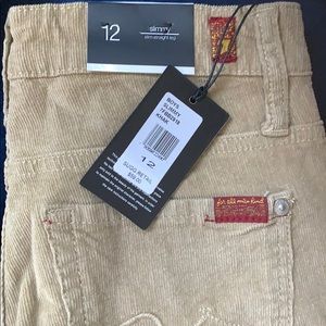 Kid Seven cords pants slim straight tan